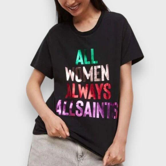 ALLSAINTS ALL Saints NWT Black Tee- size L- All Women Always Allsaints - Picture 8 of 9